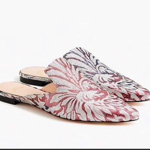 J.Crew metallic jacquard slides shoes